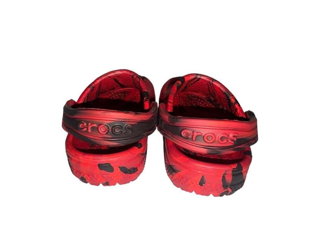 Crocs Classic Marbled Clog Size 5 Red Black Toddler Slip On Sandals - Picture 6 of 6